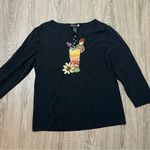 Sweaterworks Shirt Womens Sz XL Black Embellished Beaded Cocktail Vacation Party Photo 7