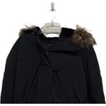 Theory  Fur Hood Puffer Jacket Black Stretch Cotton Size Medium Thick Lined Photo 1