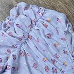ZARA  Shirt Women M Lavender Floral Fairy Ruched   Sheer Glitter Full Zip Back Photo 2