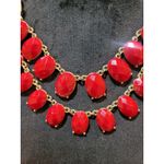 Womens Gold Chain Necklace With Red Oval Gemstones And Lobster Claw Lock Jewelry Photo 2