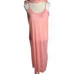 Vintage 90s Cottagecore Maxi Dress M Pink Slip Short Sleeve Round Neck Shift Size M Photo 5