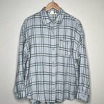 White Crow  bke blue plaid flannel button down shirt jacket shacket size xl Photo 1