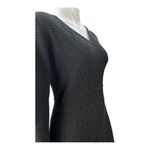 Dana Buchman Women’s Black Ribbed Diamond Sweater Dress Long Sleeve V-Neck Sz S Photo 3