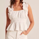 Abercrombie & Fitch NWT  Ruffle Strap Linen-Blend Babydoll Top Photo 0