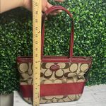 Coach Red and Tan Signature Tote Bag Photo 7