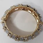 Hinge / Clamper Bracelet Gold with Silver Shimmer and Crystals New Photo 2