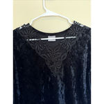 Vintage Paco Calvari Black Velvet Floral Lace Trim Vneck Shirt Blouse Top 44/46 Size undefined Photo 3