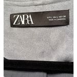 ZARA L Steel Blue Faux Suede Open Front Jacket Fringe Boho Western Retro Photo 5