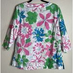 Talbots  Womens X US XL Colorful Floral Blouse Top‎ Crochet Tropical Boho Resort Photo 1