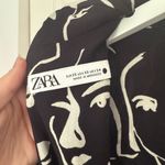 ZARA  Abstract Faces High Neck Cowl Blouse Size XS Black and White Photo 6