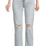 Levi's  Premium Wedgie Straight Jeans Size 26x26 Distressed Destroyed Ripped Blue Photo 0