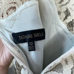 Tadashi Shoji  Lace Boatneck 3/4 Sleeve Gown Cream Beige Long Dress Bow Belt 12 Photo 5