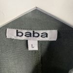 baba Sz L Green Button Front Shirt Embroidered Mesh Detail Long Sleeve Women’s Size L Photo 2