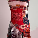 SAVE THE QUEEN! Asymmetrical Denim Red Logo Dress Size US 4 Photo 0