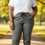 CALIA Women's Heather Gray Joggers Sweatpants Drawstring Waist Pockets Medium # Photo 0