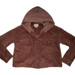 American Eagle AEO Women’s Mauve/pink Casual Copped Corduroy Jacket With A Hood Size SM Photo 0