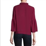 BCBGMAXAZRIA Mellie Woven Drape Flutter Sleeve V-neck Blouse, S Photo 6