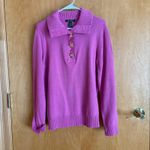 Ralph Lauren Lauren  Women's XL Pink Cotton Knit 3 Button Accent‎ Collar Sweater Photo 1