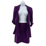 Alice + Olivia Purple Ena Hook Eye Closure Blazer Skirt Suit Outfit Set Size 6 Photo 2