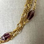 Vintage B.C. Lind 14K GE purple beaded triple strand Necklace Gold Photo 1