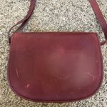 LL Bean Signature think hide leather maroon burgundy red brown structured bag Photo 2