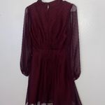 Modcloth  Burgundy Swiss Dot Chiffon Sheer Sleeve Dress Neckbow Size 2 Photo 6