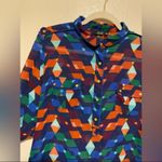 a.n.a New  Colorful Geometric Semi Sheer Half Button-Up Blouse | Top Photo 1