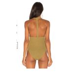 Motel  Game Changer Bodysuit Jumbo Textured Rib Olive Green XL Stretch New Photo 8