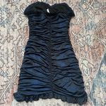 Lucy in the Sky Metallic Ruched Strapless Dress in Navy Size Medium Photo 7