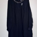 City Chic  Black Long Sleeve Mini Dress Womens 14 Sheer Chain Whimsigoth Formal Photo 0