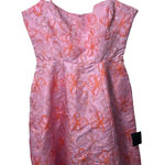 Lulus  Meet For Tea Pink Orange Floral Jacquard Midi Pockets Cocktail Party Dress Photo 0