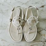 Coach Jeri Solid Chalk Leather Thong Sandal Logo Accent - US 6.5 Photo 1