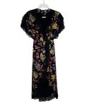 Alice + Olivia Adele Floral Wrap Midi Dress with Lace Trim Black Size 2 Photo 6