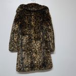 JCrew Faux Fur Leopard Print Coat G9553 XXS Winter Spotted Mobwife EUC Brown Photo 3