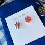 Tory Burch  Rose Gold Logo Stud Earrings NWT Photo 2