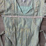 Karina Grimaldi  metallic gold striped tiered midi dress Photo 11