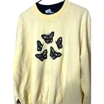 Grandma Cottagecore Butterfly Crewneck Sweatshirt Pullover Size XL Yellow Photo 1
