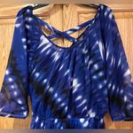 EXPRESS  Blue, Black &‎ White Dress w/ Criss-Cross Back Elasticized Waist Size XS Photo 4