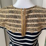 Ann Taylor Vintage Y2K Navy and White Stripe Lace Top Pique Tee Shirt Top Small Photo 6