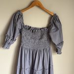 Hill House  Home Nesli sleeved midi tiered nap dress navy blue micro gingham XS Photo 3