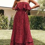 Lulus Love You So Truly Strapless Midi Dress Women's XS Burgundy Burnout Floral Red Photo 11