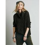 Free People Dylan Tweedy Cowl Neck Wool Blend Sweater Black XS Boho Grunge Photo 1