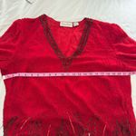 Laurence Kazar Vintage  Red 100% Silk Beaded Long Sleeve Blouse Party 80’s Glam Photo 5