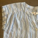 Loft Blue and White Striped Split Neck Top - Size XS Photo 2