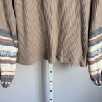 Free People Women's XS Top Waffle Knit V-Neck Long Sleeve Blouse Boho Chic Photo 3