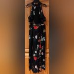 ZARA Floral Print Satin Ruffle Halter Jumpsuit with Waist Slits Size Small Photo 5