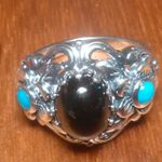 Artisan Crafted Elite Shungite Sleeping Beauty Turquoise Sterling Silver Ring Photo 6