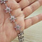 Light Purple Genuine Gemstone Flower Shape 925 Silver Bracelet Photo 6