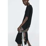 ZARA  Flying T-Shirt Dress w/ Side Tie Ruffle Black Size S NWT. Photo 2