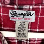 Wrangler Wrancher Shirt 100% Cotton Plaid Flannel Rodeo Longer in Back Sz Medium Photo 2